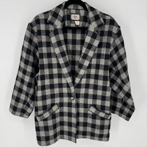 Toffs vintage 100% wool Checkered Blazer in Black and Gray